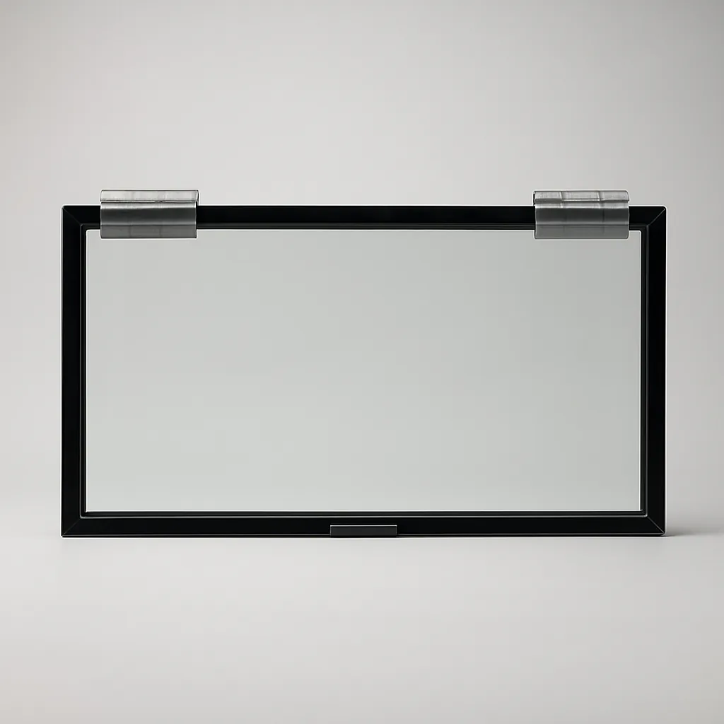 24″ × 12″ Clear Glass Hinge Hunting Blind Window — Crystal-clear tempered glass on a silent hinge — the classic 24×12 hunting blind window.