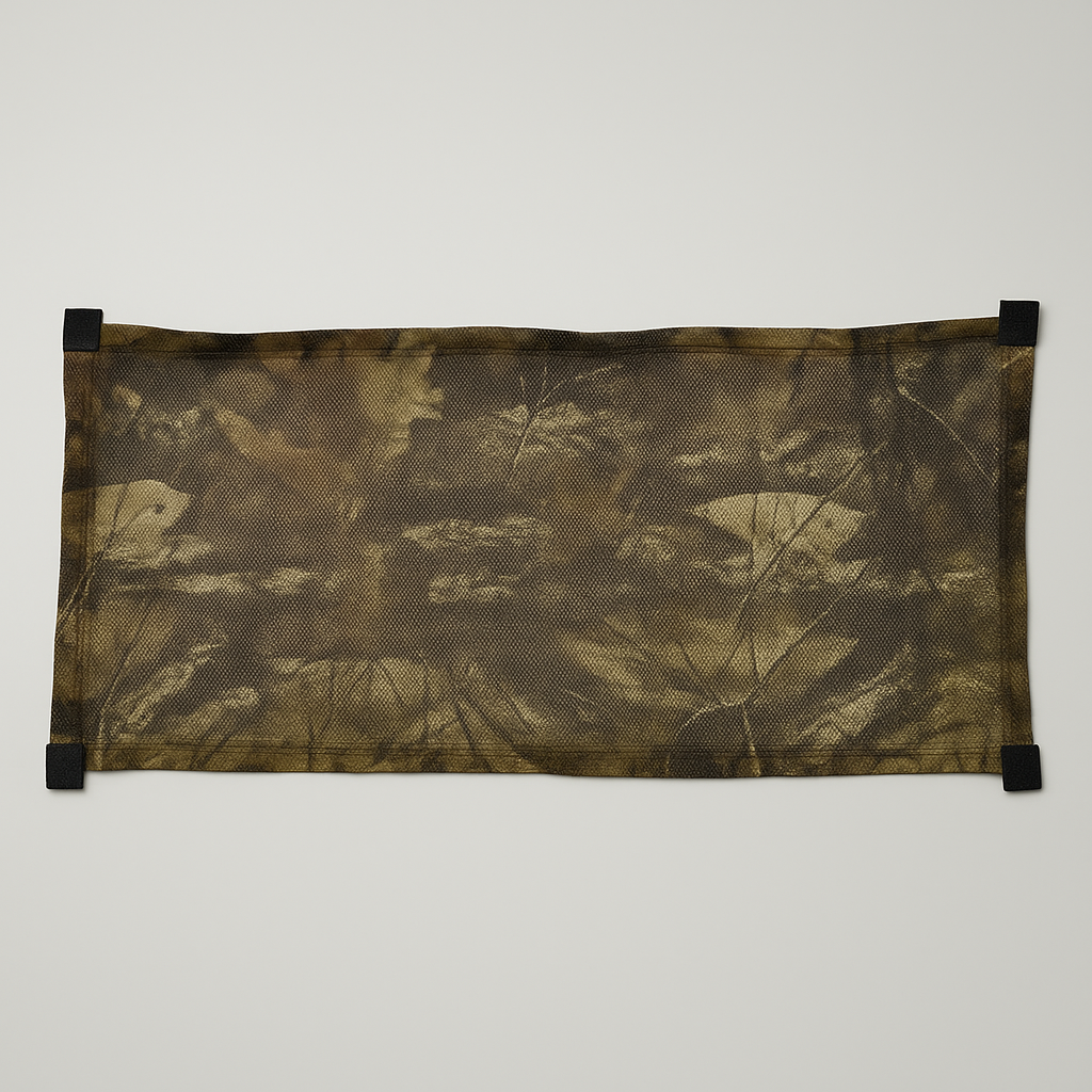 30″ Hunting Blind Curtain Kit — Camo Mesh Concealment — See-through camo mesh curtain for 30″ hunting blind windows. You see them. They can't see you.