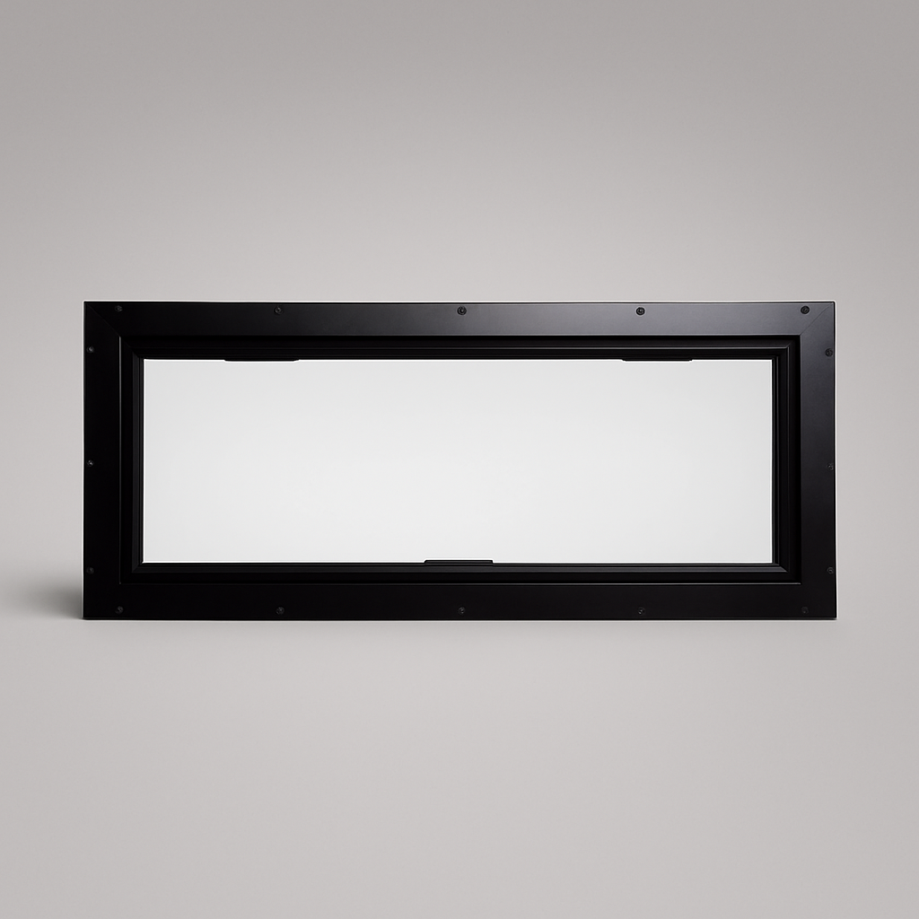 30″ × 11″ Clear Frame Hunting Blind Window — Wide clear-glass frame hunting blind window — long-distance ready.