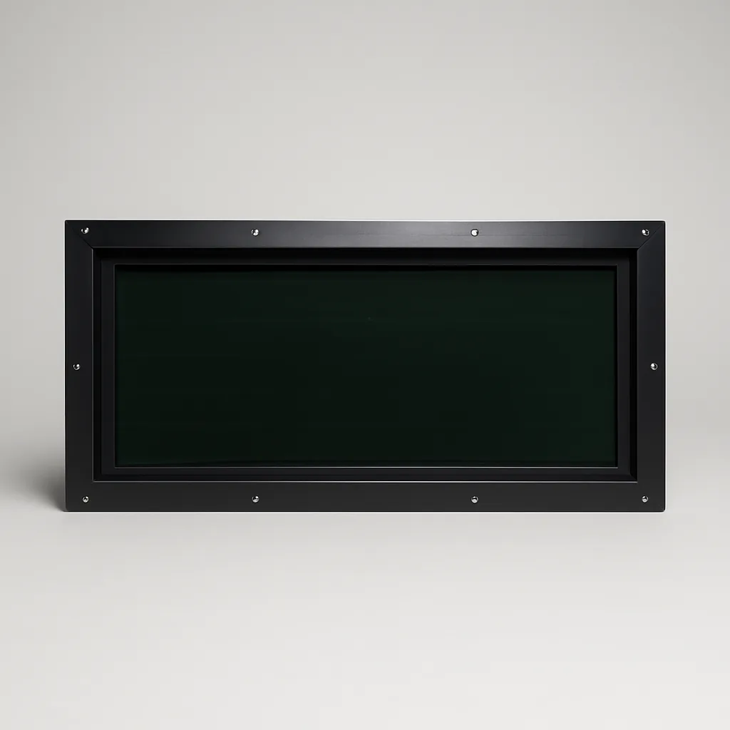 30″ × 14″ Tinted Frame Hunting Blind Window — Tinted combo-blind frame window — bow-draw clearance with tinted concealment.