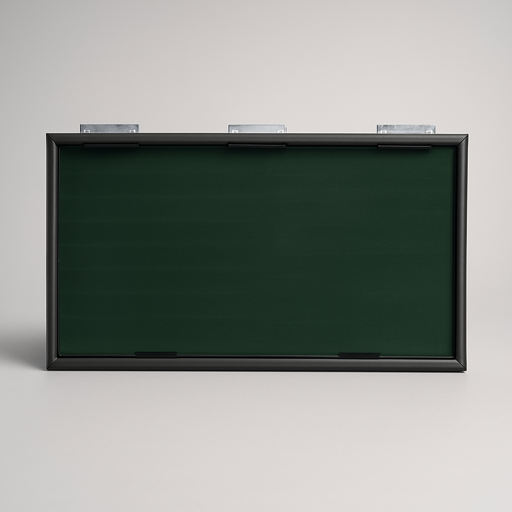 30″ × 16″ Tinted Glass Hinge Hunting Blind Window — Our largest tinted glass hinge cutout — full bow-draw clearance with tinted concealment.