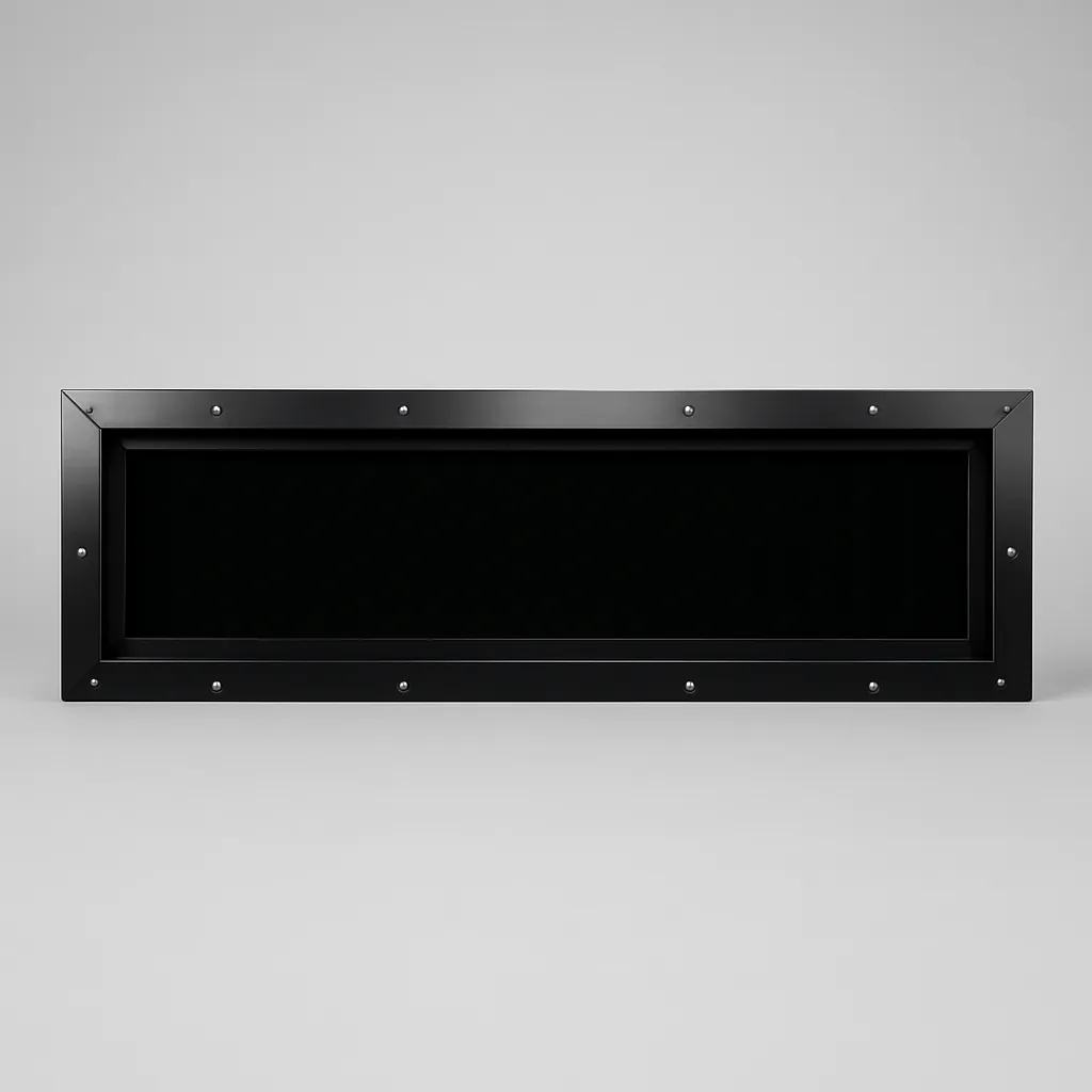 42″ × 11″ Tinted Frame Hunting Blind Window — The cinemascope front-wall hunting window — tinted aluminum frame.
