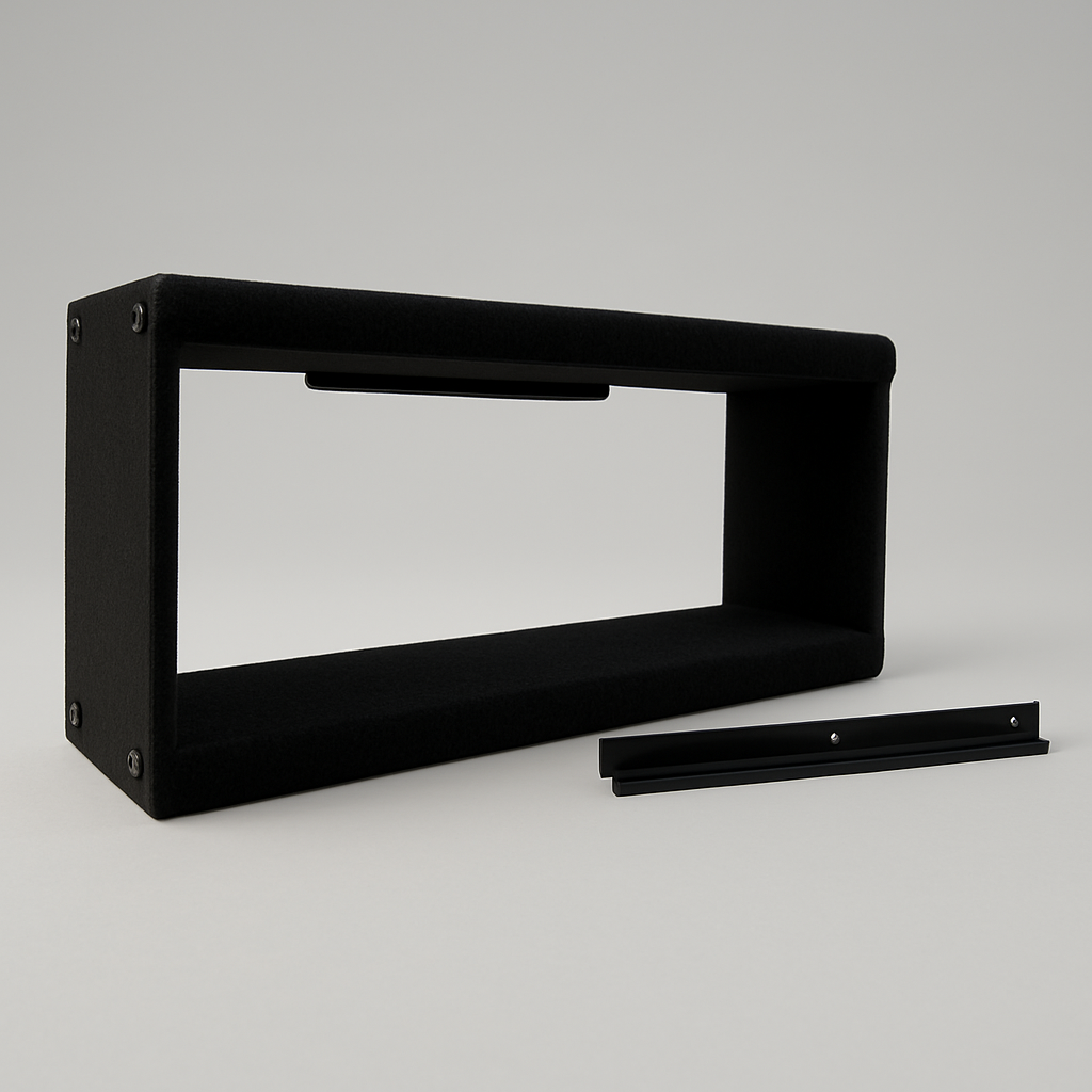 Hanging Double Shelf & Shooting Rest — Aluminum — Powder-coated aluminum double shelf for hunting blinds — a steady rest and a place for the thermos.